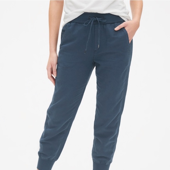 GAP Navy Sm Drawstring Joggers in Linen NWT - Picture 2 of 6